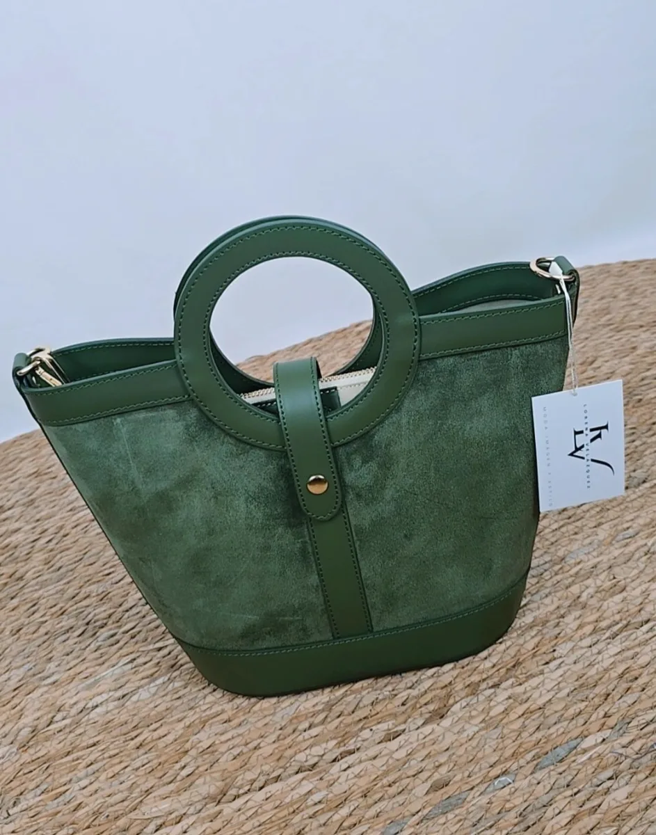 Bolso Évano Verde Musgo de Piel- prueba